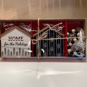 Christmas winter black and white tiered tray decor boxed set NIP